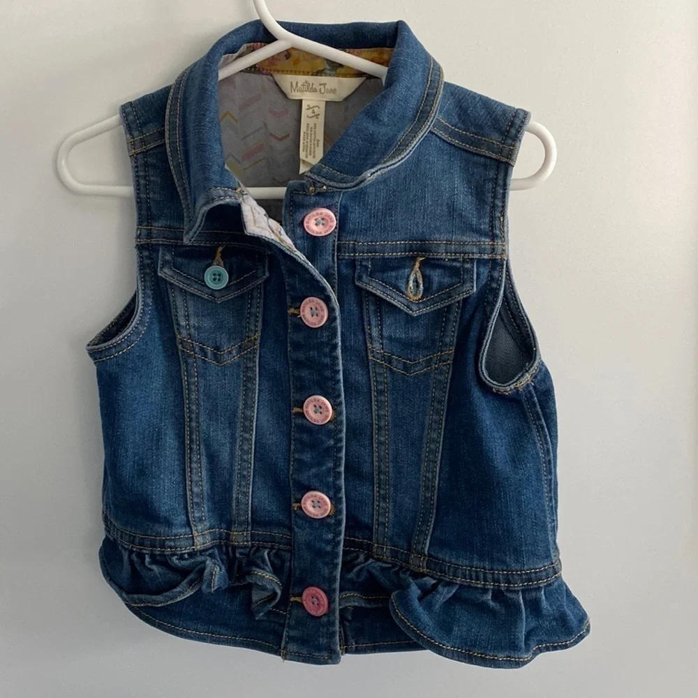 Matilda Jane Ruffle Jean Vest EUC